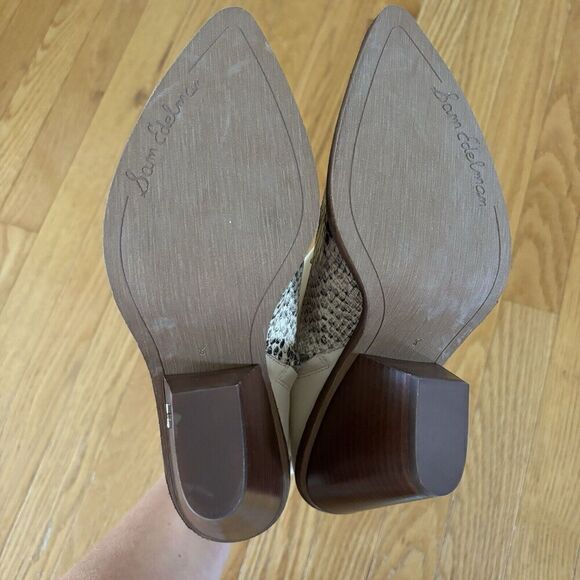 Sam Edelman Boots White‎ Leather Snake Print Western Ankle Booties Sz 8 - Picture 11 of 13